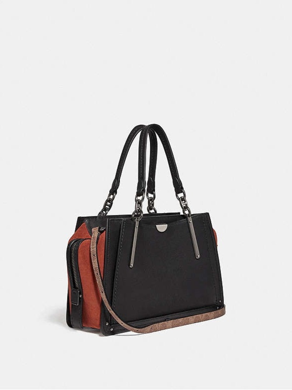 Coach Dreamer Patchwork Snakeskin Leather Satchel Crossbody 80564 Studded Stripe - Picture 2 of 16
